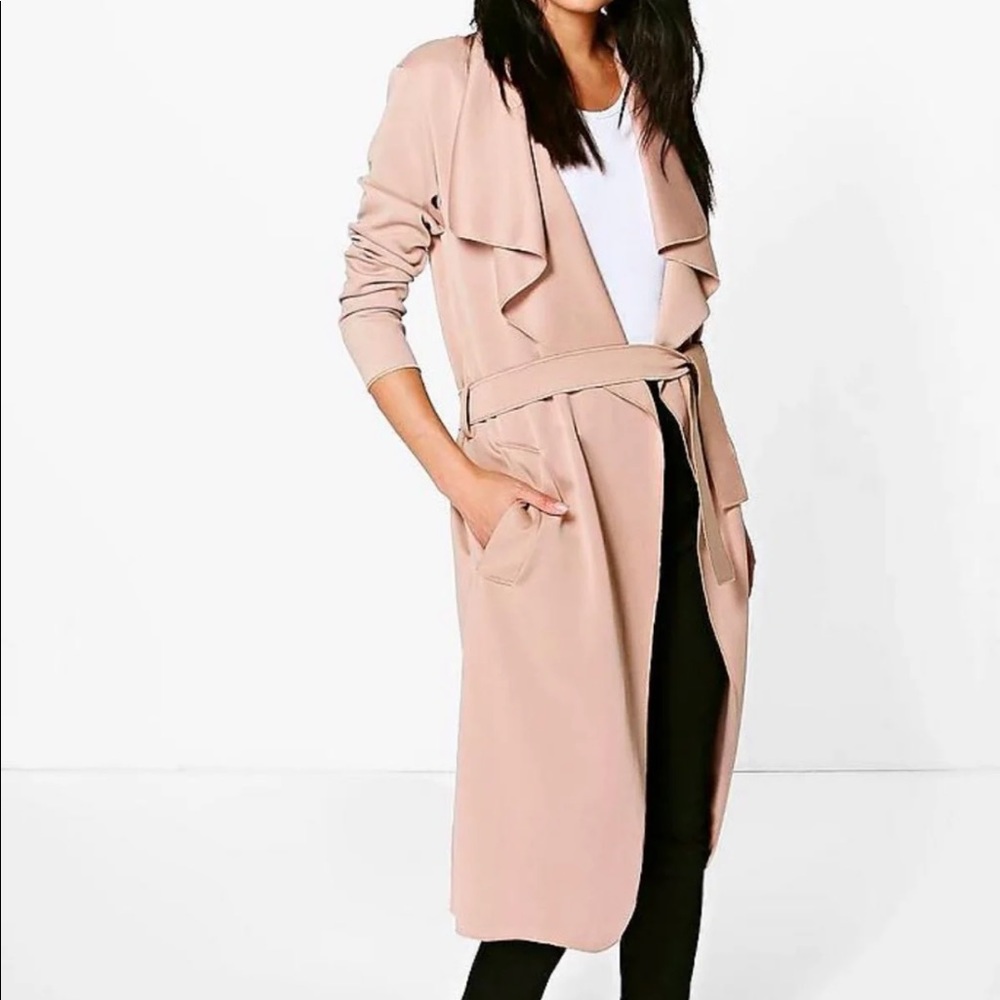 Boohoo Lightweight Shawled Duster Trench Coat